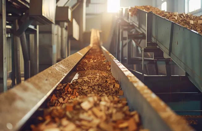 Conveyor belt for wood processing industry